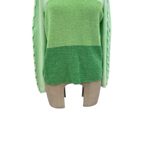 Lilly Pulitzer Cortina Sweater‎ Cut Out Sleeves Knit Ombre Green Size Large - Picture 5 of 14